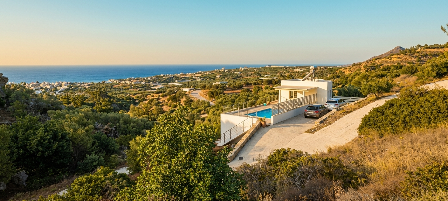 Vue aérienne de la maison et piscine
